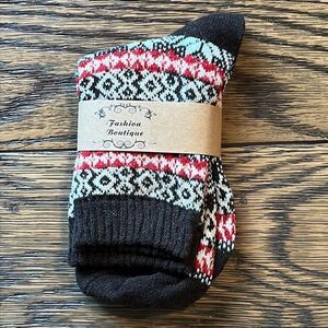 BRAND NEW Fashion Boutique Winter Wool Brown Socks D14